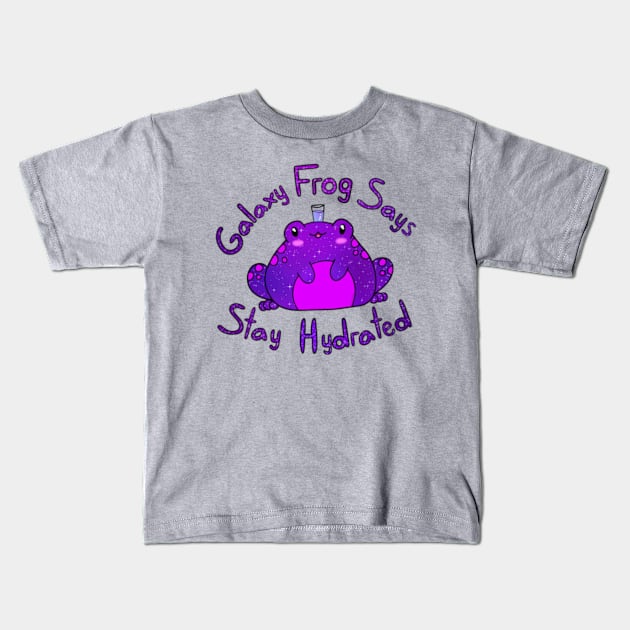 Stay Hydrated Frog (purple) Kids T-Shirt by SessyArts